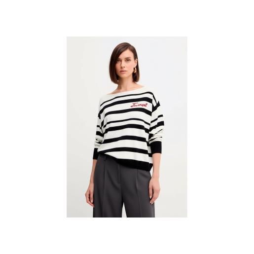 Twinset per donna. 252tp3091 maglia barchetta bianconera [3250198], nero, casual, cotone