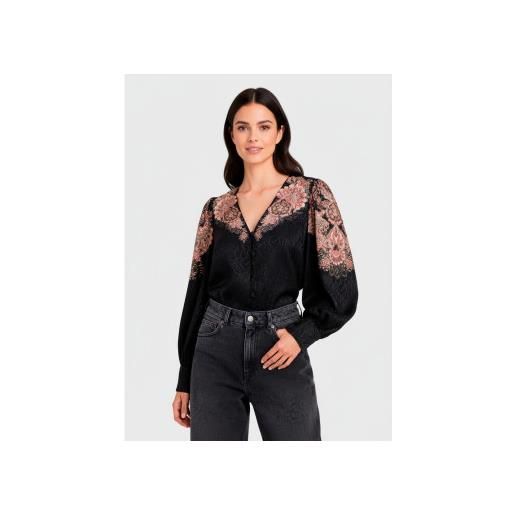 Twinset per donna. 252tp2046 camicetta floreale nera [3250202], nero, casual, cotone, manica lunga