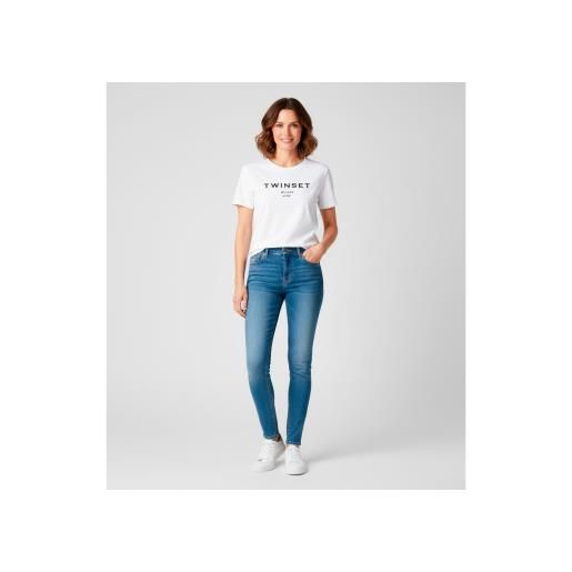 Twinset per donna. 252tp2050 maglietta con logo bianco [3250207], casual, cotone, manica corta