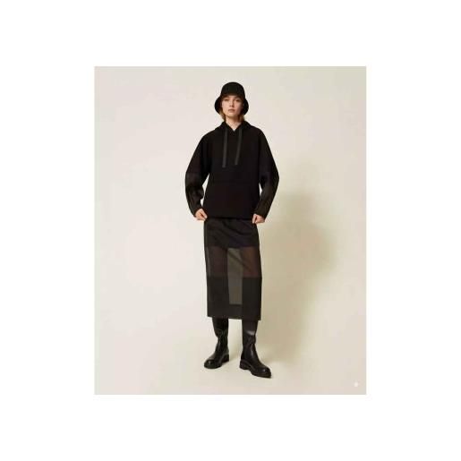 Twinset per donna. 252tp2212 gonna midi in organza nera [3250209], nero, casual, poliestere