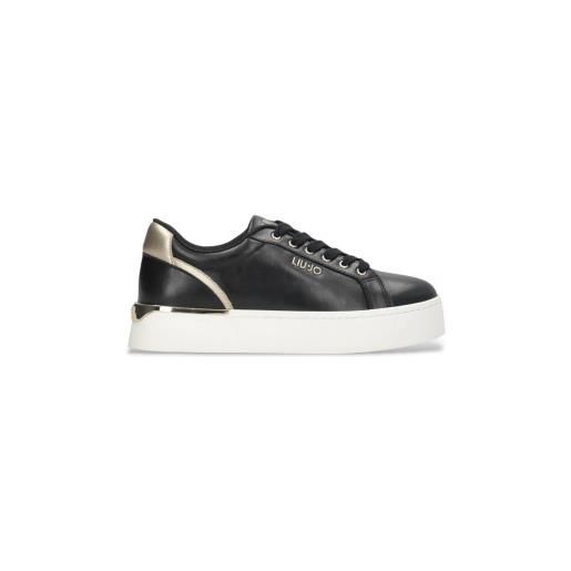 Liu Jo per donna. Bf5041px026s1189 sneakers in pelle nera con plateau [3250330], nero, 3 a 5cm, stringhe, casual