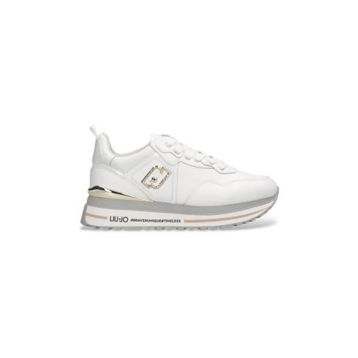 Liu Jo per donna. Bf5009p010201111 sneakers in pelle con plateau bianco [3250342], 3 a 5cm, stringhe, casual