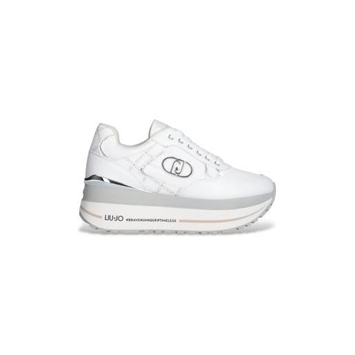 Liu Jo per donna. Bf5011px77601111 sneakers maxi wonder in pelle bianca [3250343], bianco, 3 a 5cm, stringhe, casual
