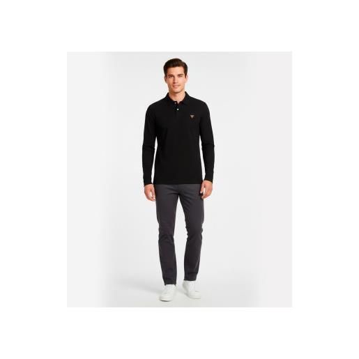 Guess per uomo. M5bp36j1314 polo nera oliver [3250376], nero, casual, poliestere, manica lunga