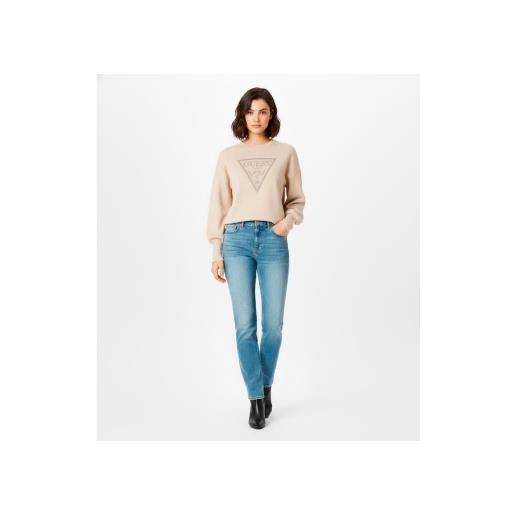 Guess per donna. W5yq04kc8i0 felpa beige con logo triangolare [3250447], casual, sintetico