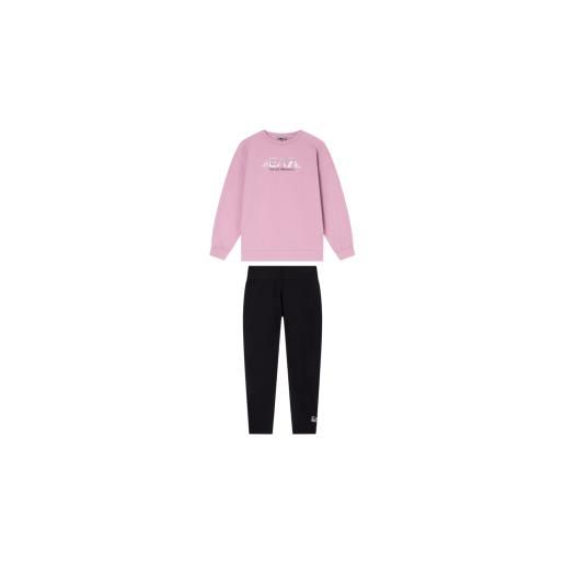 EA7 per ragazza. 7g000167_af15583 tuta con logo rosa [3252014], nero, casual, sportivo, cotone, multisport, moda per bambini