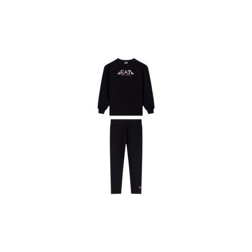 EA7 per ragazza. 7g000167_af15583 tuta da ginnastica con logo nero [3252015], casual, sportivo, cotone, multisport, moda per bambini