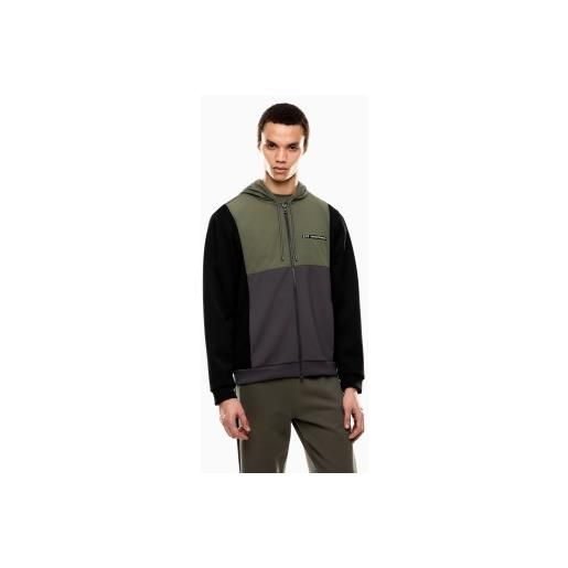 EA7 per uomo. 7m000938_af17003 felpa color block verde [3253584], casual, poliestere, manica lunga