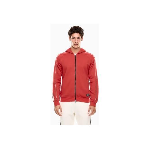 EA7 per uomo. 7m000973_af10377 felpa con cappuccio e zip della serie red logo [3254081], rosso, casual, cotone