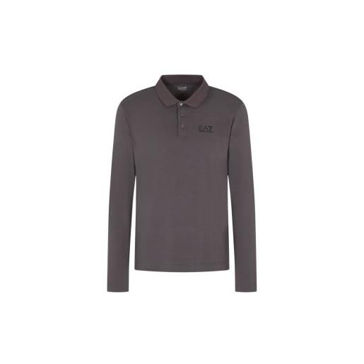 EA7 per uomo. 8npf15_pjvqz polo lunga grigia [3259322], casual, grigio, cotone, manica lunga