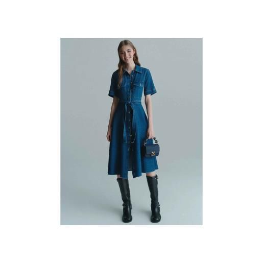 Marella per donna. 2523226024200 abito-camicia in denim fagotto [3260076], blu, casual, cotone, manica corta