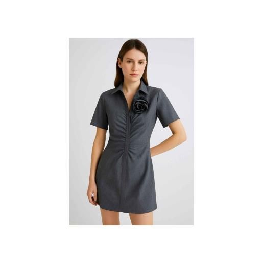 Marella per donna. 2523226054200 abito corto con spilla a forma di fiore grigio cappa [3260077], casual, poliestere, manica corta