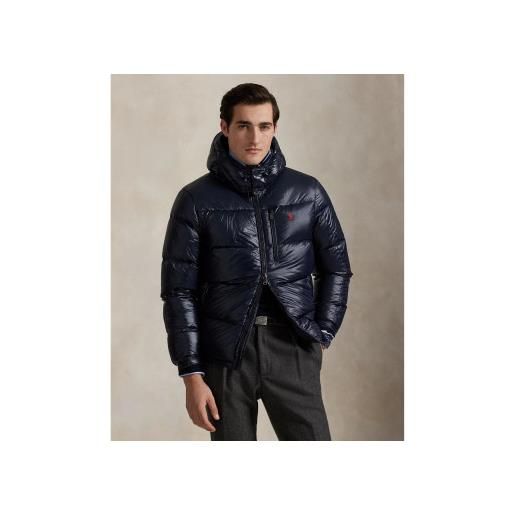 Polo Ralph Lauren per uomo. 710968281002 giacca in piumino blu navy lucido gorham [3260319], casual, sostenibile, nylon riciclato