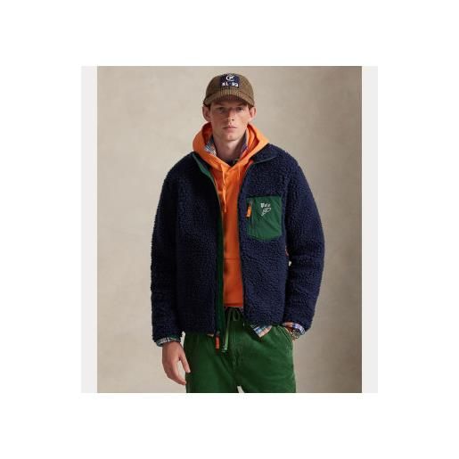 Polo Ralph Lauren per uomo. 710980869001 giacca in pile con logo blu navy [3260405], casual, polister riciclato, sostenibile