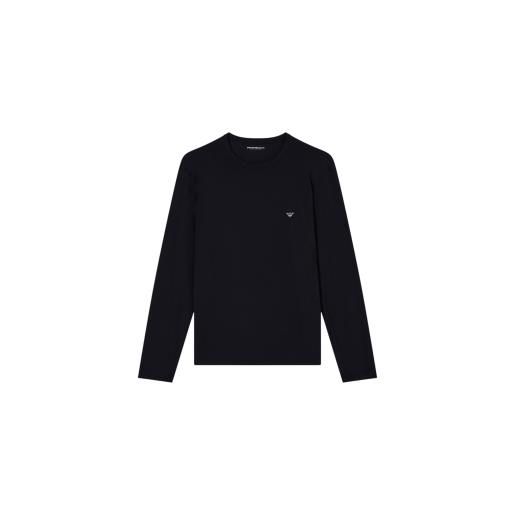 Emporio Armani per uomo. Em000383_af14988 maglia nera da casa [3267594], nero, homewear, modal, manica lunga
