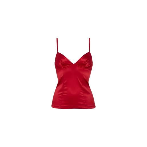 Emporio Armani per donna. Ew001944_af15351 top in pizzo di raso rosso [3273543], homewear, poliamide, senza maniche / cinghie