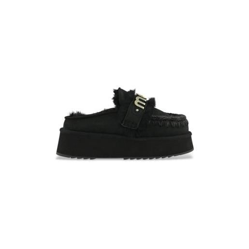 Mou per donna. Mu. Fw681006a zoccoli in pelle ecologica con logo sul cinturino nero [3276586], 3 a 5cm, nessuno, casual