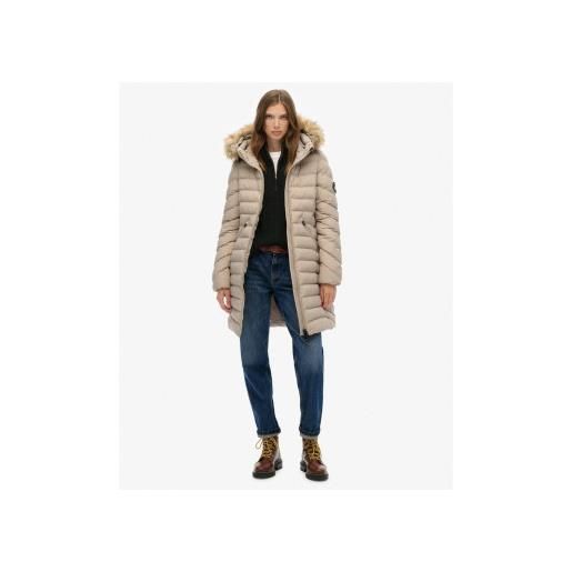 Superdry per donna. W5011999a cappotto beige in finta pelliccia fuji [3277828], casual, poliestere