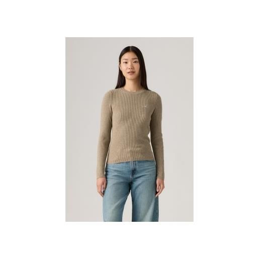 Levi's per donna. A0719-0037 maglia a coste color talpa [3278485], casual, cotone, manica lunga, taupe