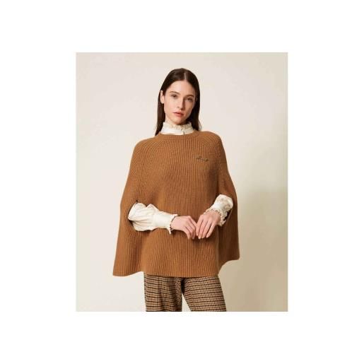 Twinset per donna. 252tt3421 maglione in misto lana beige stile mantello [3279527], casual