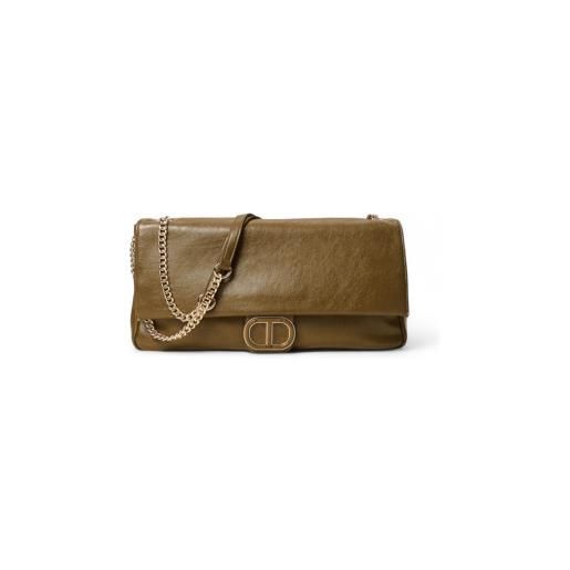 Twinset per donna. 252td8120 borsa a tracolla morbida con oval t verde [3279535], casual, da sera, poliuretano