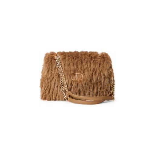 Twinset per donna. 252td8230 borsa a tracolla in pelliccia sintetica marrone da sogno [3279536], casual, poliuretano