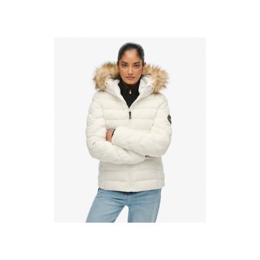 Superdry per donna. W5012000a giacca imbottita in pelliccia sintetica fuji bianca [3292507], bianco, casual, polister riciclato, sostenibile