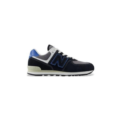 New Balance unisex per bambino. Gc574v1 574 sneakers nere con lacci [3293068], nero, basso, camoscio, stringhe, casual, moda per bambini