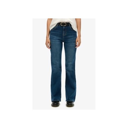 Superdry per donna. W7011261a jeans a zampa blu a vita alta [3294361], casual, cotone, denim