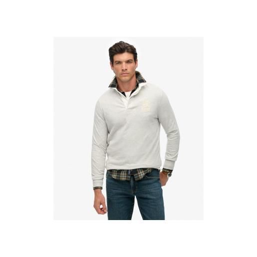 Superdry per uomo. M6010916a polo grigia da rugby atletica vintage [3294571], casual, grigio, cotone, manica lunga