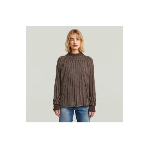 G-Star per donna. D27172-d630-h178 maglione marrone a collo alto lavato e largo [3295982], casual, cotone, manica lunga