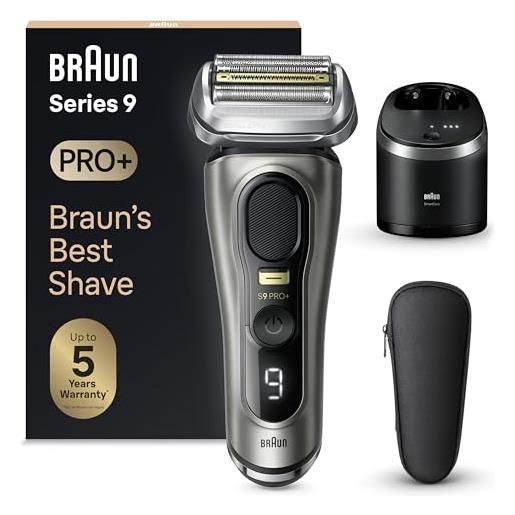 Braun series 9 pro +, rasoio elettrico barba, regolabarba uomo, rifinitore di precisione, custodia viaggio, lame flessibili, smart. Care, impermeabile, batteria litio ion, idea regalo, 9565cc grafite