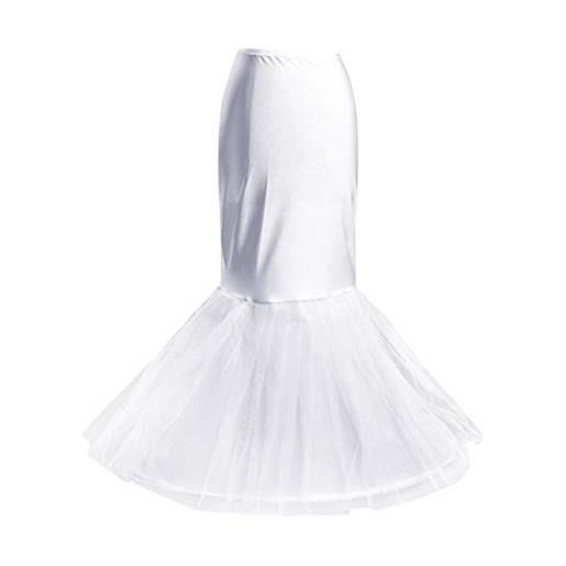 Ozgkee sottoveste in poliestere a sirena con elastico in osso a cerchio per abito da sposa sottoveste da sposa (bianco)