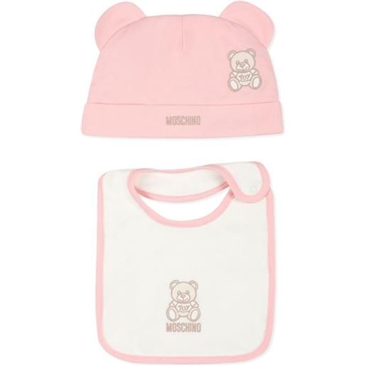 Moschino Kids set berretto e bavaglino teddy bear - rosa