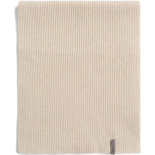 Brunello Cucinelli Kids sciarpa a coste - toni neutri