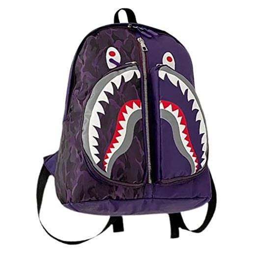 Generic zaino con squalo, stile cartone animato, con doppia spalla, casual, borsa da viaggio, per scuola, computer portatile, per ragazzi, ragazze, adolescenti, adulti, halloween, natale, compleanno, #426