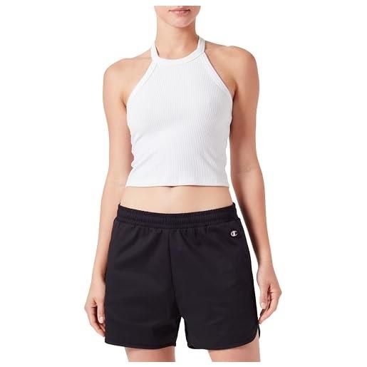 Champion legacy icons w-stretch cotton twill c-logo pantaloncini, nero, l donna
