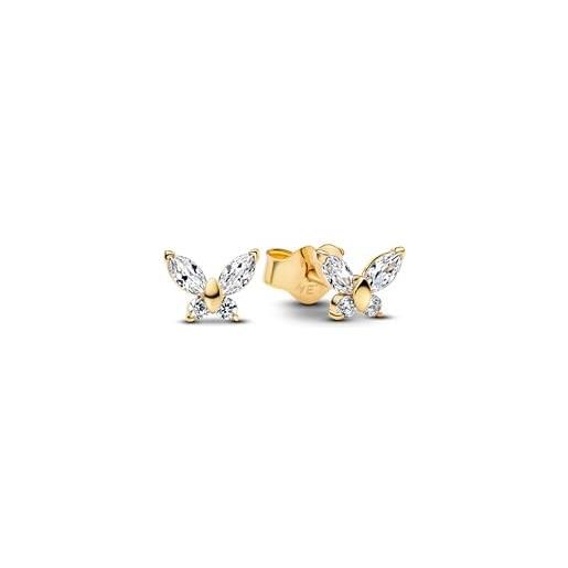 Pandora timeless 264264c01 - orecchini a perno con farfalla in lega di metallo placcato oro 14 k e zirconi