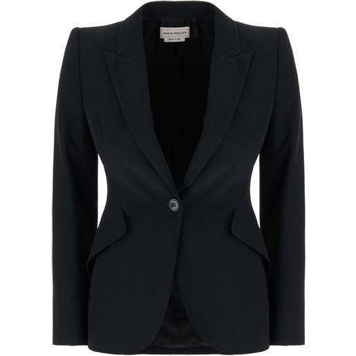 Alexander McQueen blazer monopetto con revers a lancia - nero