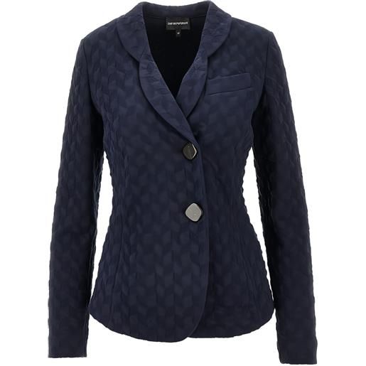 Emporio Armani blazer con effetto jacquard - blu