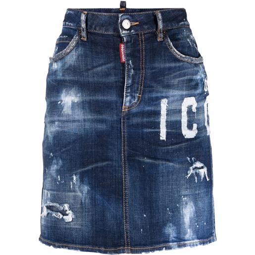 DSQUARED2 gonna denim con stampa - blu