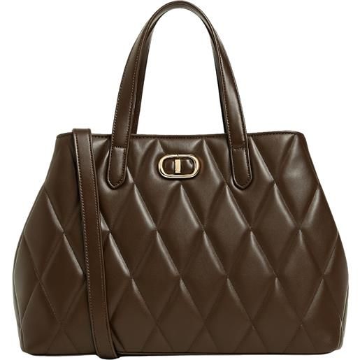TWINSET borsa shopping trapuntata in ecopelle marrone