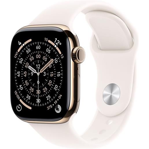 Apple watch series 11 gps + cellular 42mm gold titanium case with light blush sport band - s/m