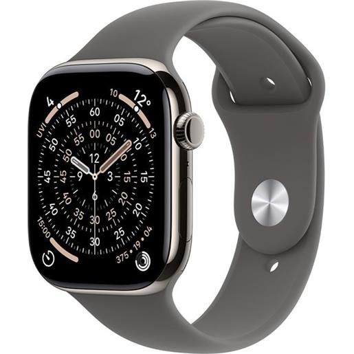 Apple watch series 11 gps + cellular 42mm natural titanium case with stone grey sport band - m/l