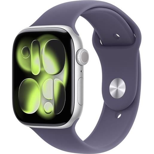 Apple watch series 11 gps + cellular 42mm silver aluminium case with purple fog sport band - m/l