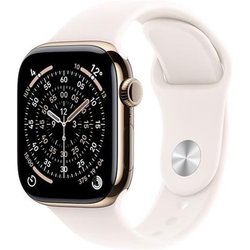 Apple watch series 11 gps + cellular 46mm gold titanium case with light blush sport band - m/l