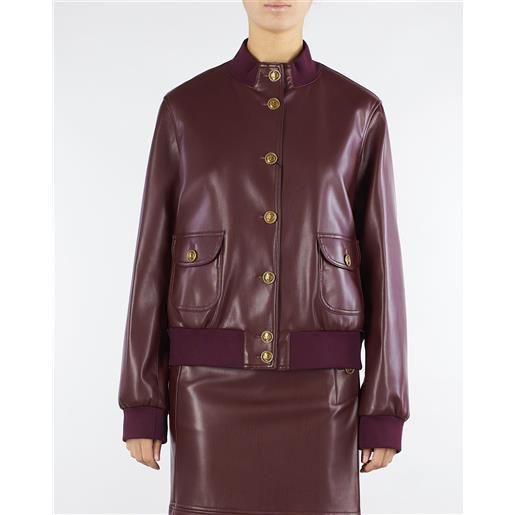 TWIN SET giacca bordeaux effetto pelle con bottoni
