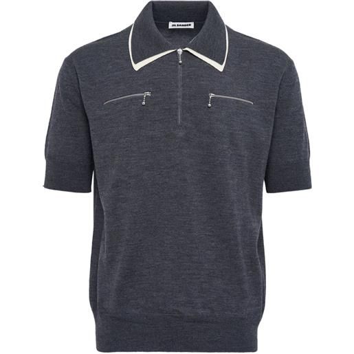 Jil Sander polo con zip - grigio