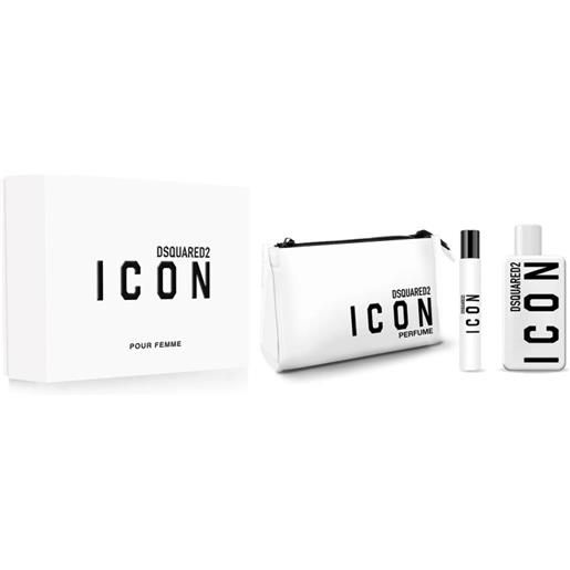 Dsquared2 cofanetto icon pour femme eau de parfum 100ml con travel spray 10ml e pochette