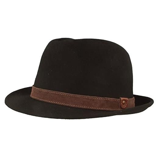 Hut Breiter breiter trilby knautschbar - cappello in feltro, tesa stretta in feltro di lana, nero , 58-59